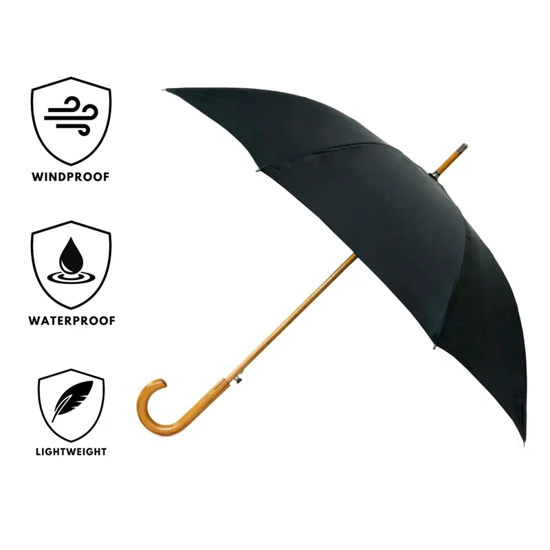 Warwick Windproof Walking Umbrella - Black-2