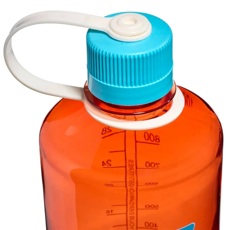 Nalgene Tritan Sustain 1 Litre Narrow Mouth - Flame - Blue Atoll Cap-2