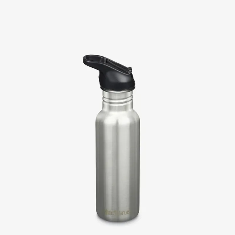 Klean Kanteen Classic Water Bottle with Flip Seal Sport Cap 532ml - Brushed Stainless Steel