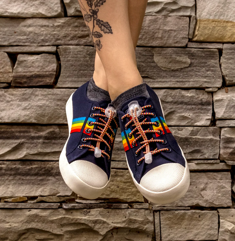 Lock Laces Original Elastic No-Tie Shoelaces 48 inch One Size Fits All - Rainbow-1