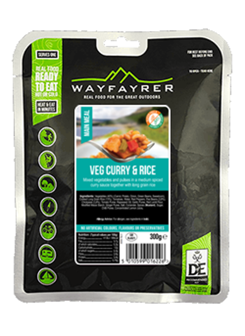 Wayfayrer Vegetable Curry and Rice DofE Approved Boil in the Bag Camping Meal 300g 297kCal