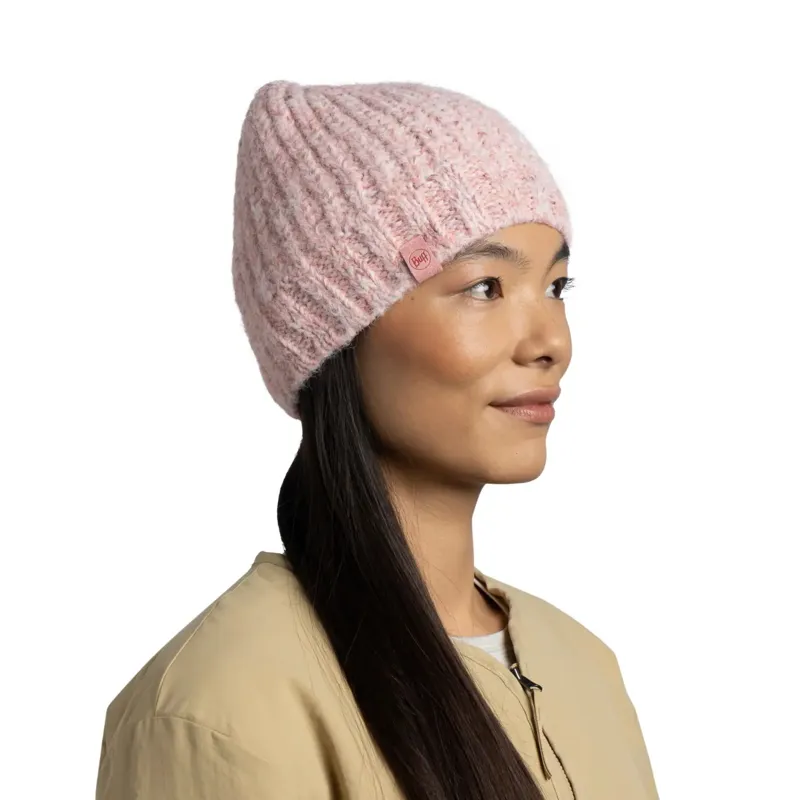 Buff Knitted and Fleece Band Beanie Dalia Pink-3