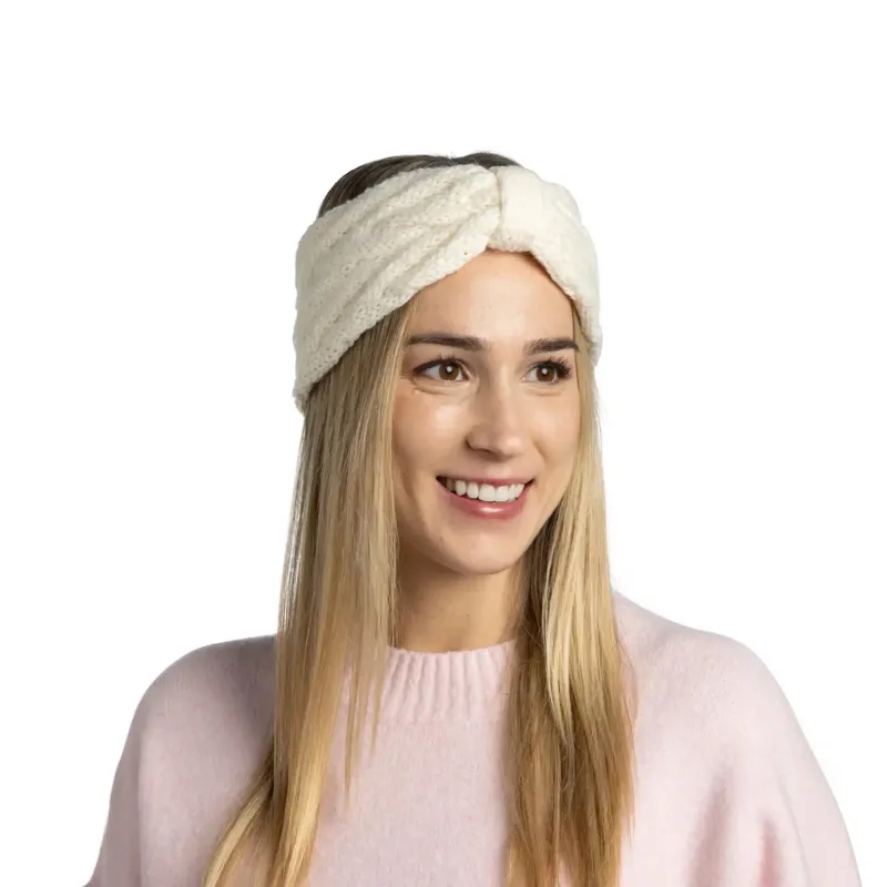 Buff Knitted Headband Caryn White-2