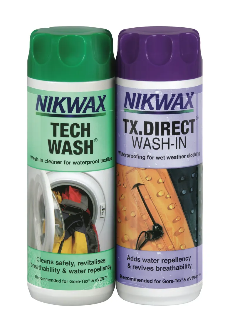Nikwax Twin Pack Tech Wash 300ml and TX Direct 300ml Outdoor clothing cleaner and re-proof