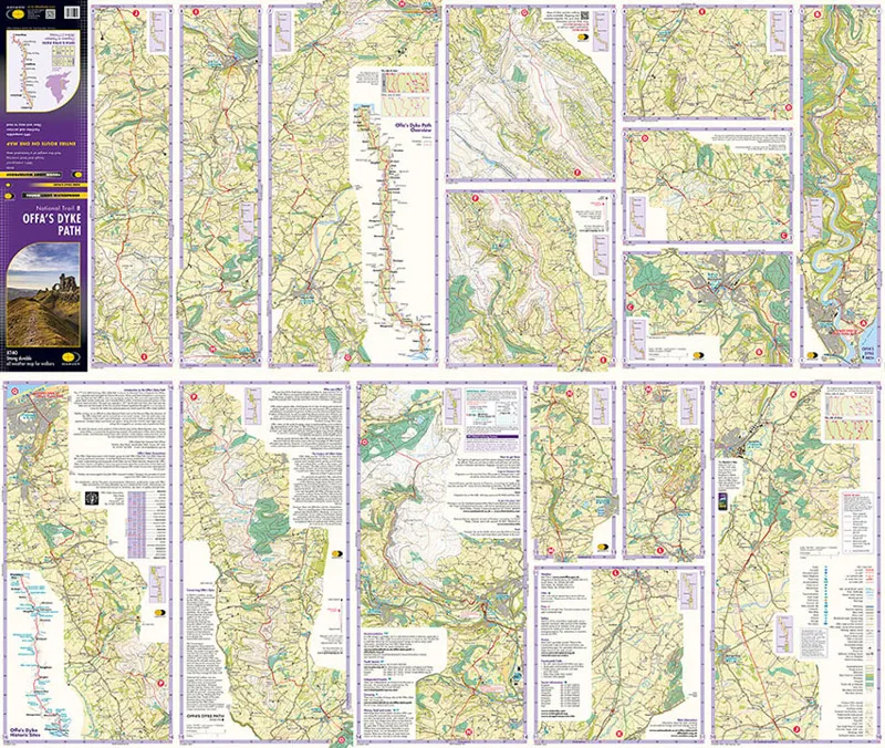 Offa's Dyke Path Waterproof Map - Chepstow to Prestatyn XT40 - Harvey Maps-1