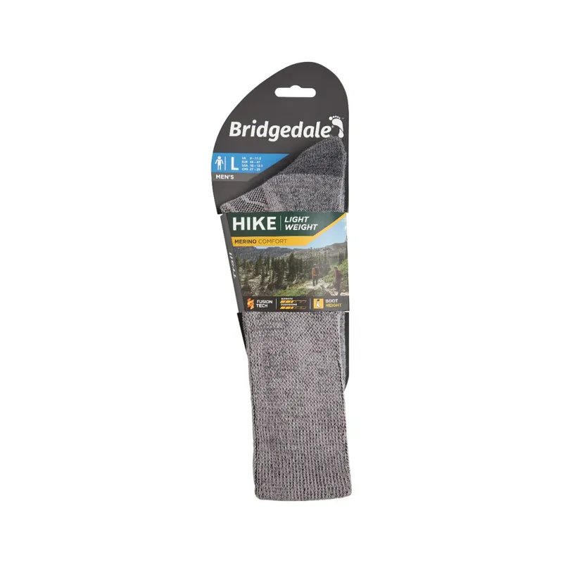 Bridgedale Mens Hike Lightweight Merino Comfort Socks Grey-3