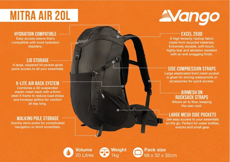 Vango Mitra Air 20L Backpack - Black-9