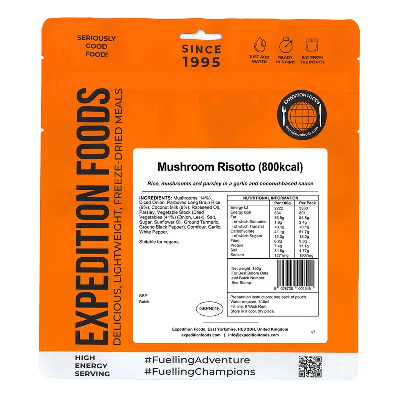 Expedition Foods Freeze Dried Vegan Mushroom Risotto GF 800Kcal-1