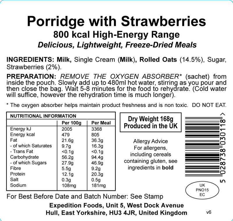 Expedition Foods Freeze Dried Porridge with Strawberries High Energy Breakfast-1