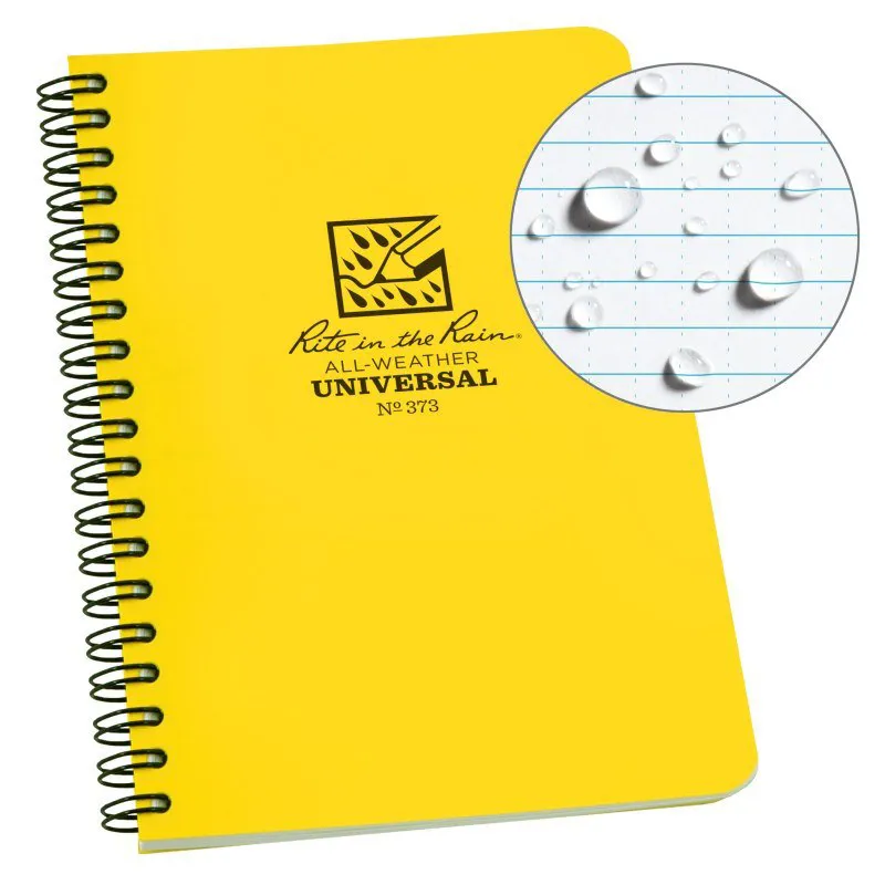 Rite in the Rain Side Spiral Bound Waterproof Notepad  4 5/8 x 7 Inches Yellow - 373