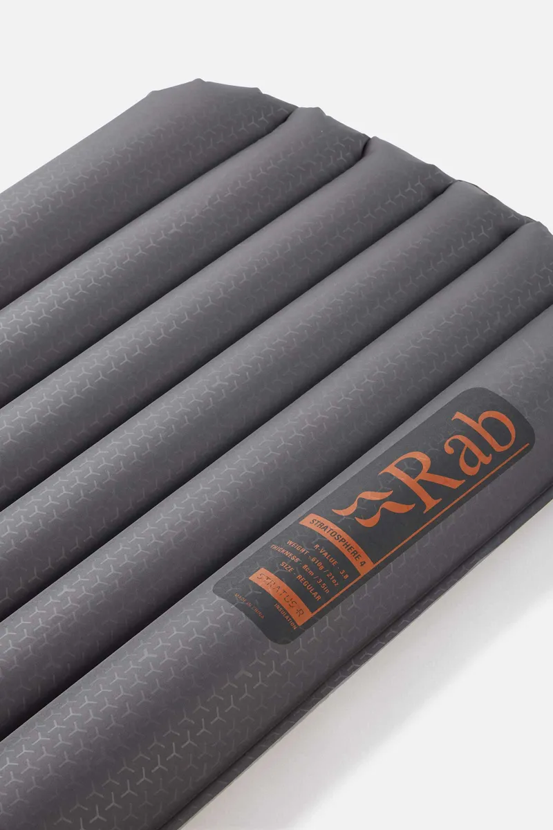 Rab Stratosphere 4 Inflatable Camping Sleeping Mat - Regular - Graphene Grey - 0.695Kg R-Value 3.8-5