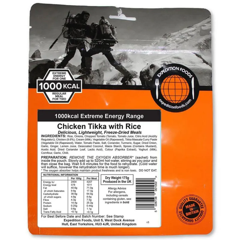 Expedition Foods Freeze Dried Chicken Tikka with Rice Meal for Two - GF