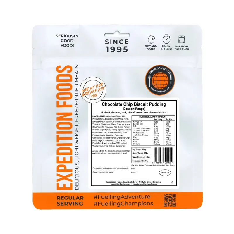 Expedition Foods Freeze Dried Chocolate Chip Biscuit Pudding 450kCal