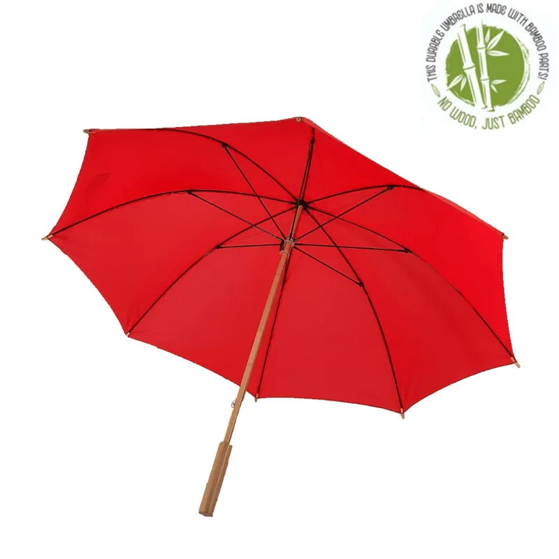 Splash Innovations Eco Genius Walking Golf Style Umbrella 100cm Red Bamboo RPET