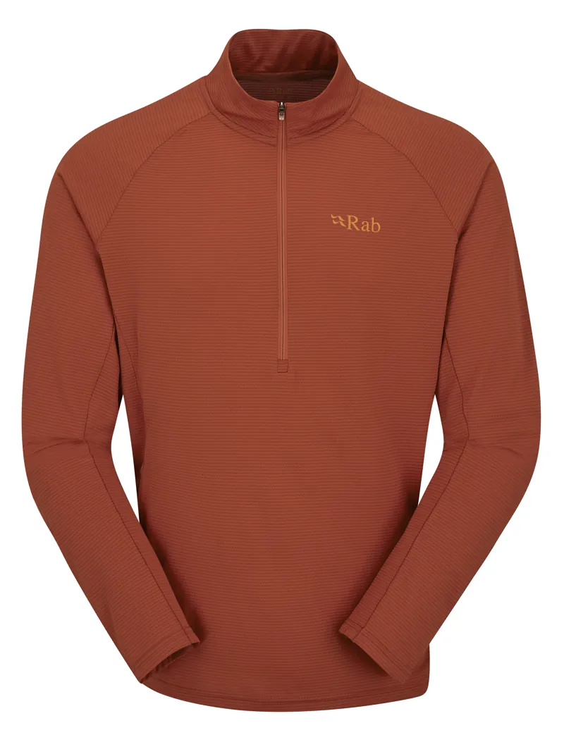 Rab Sonic Mens Long Sleeve Zip Baselayer in Red Clay