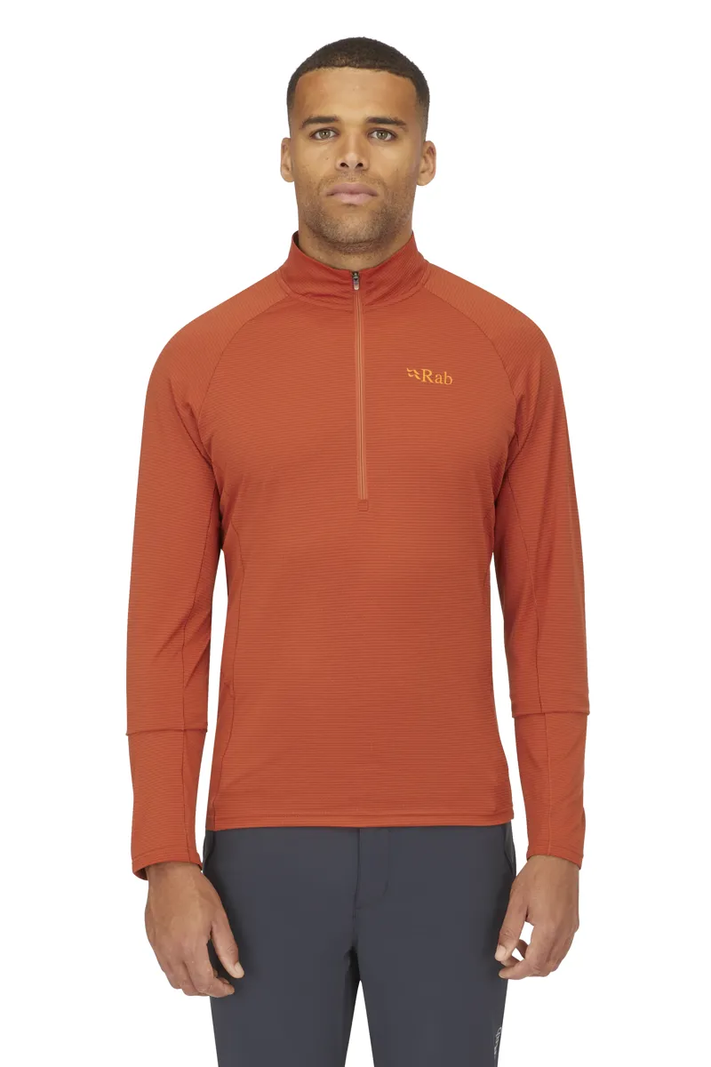 Rab Sonic Mens Long Sleeve Zip Baselayer in Red Clay-2