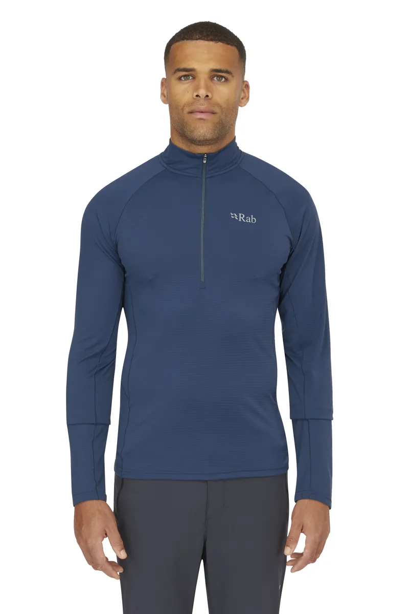 Rab Sonic Mens Long Sleeve Zip Baselayer in Tempest Blue-2