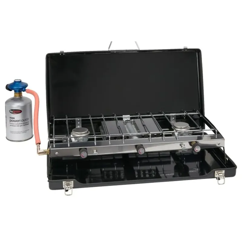 GoSystem Dynasty Trio Gas Camping Stove - Double Burner and Grill